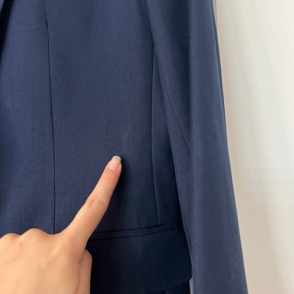 Lauren Ralph Lauren Navy Cotton Silk Blazer Size 4 Classic One Button Silk blend - Picture 10 of 14